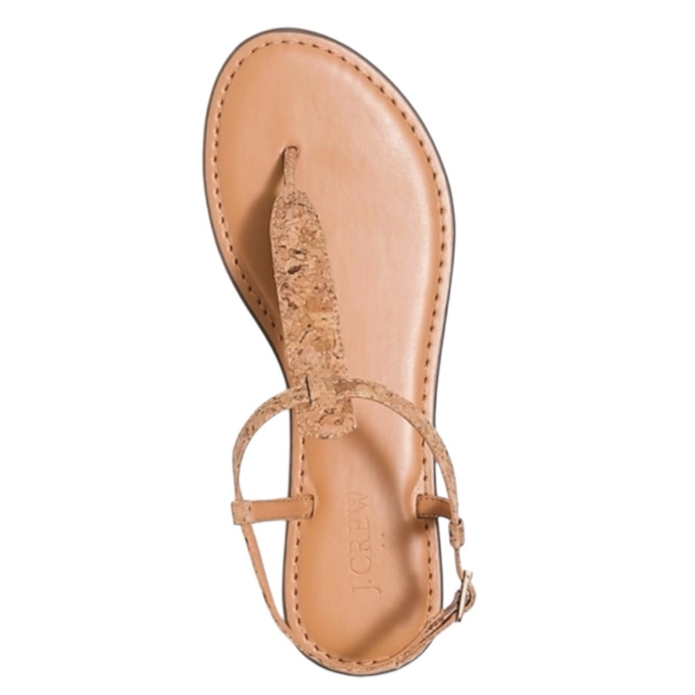 J Crew Cork T-strap Sandals.